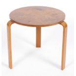 An Alvar Aalto style mid-century bentwood occasional table,
