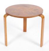 An Alvar Aalto style mid-century bentwood occasional table,