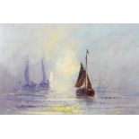 Zegrling, Sailing boats at sunset, oil on canvas, signed lower right,