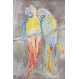20th Century School Two Parrots, watercolour, indistinctly signed,
