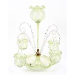 A Victorian Vaseline glass epergne,