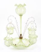 A Victorian Vaseline glass epergne,