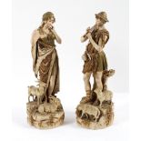 A pair of Royal Dux figures of a shepherd and companion, circa 1900, applied pink pad marks,