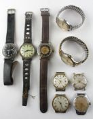 A collection of nine wristwatches of variable designs