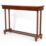 A Victorian walnut barley-twist rectangular side table, raised on twin end twist supports,