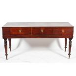 A Victorian mahogany and line inlaid sideboard, with two drawers and a false drawer,