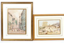 Possibly G Feurs, Continental street scene with figures, watercolour, signed lower left,