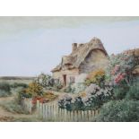 Alexander Molyneux Stannard (1898-1975), watercolour of a cottage and flower garden,