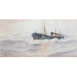 William Henry Pearson, watercolour of a Steamer, signed lower left, glazed and framed,