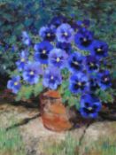 Maureen Jordan, Pansies by the Pond, pastel, signed lower right, labelled verso, framed,