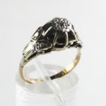 A yellow and white metal ring illusion set with a 0.01ct (estimated) diamond. Stamped 18ct Plat.