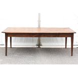 An elm refectory table, possibly French, the cleated,