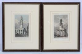 Two early 19th century coloured prints of London Churches,