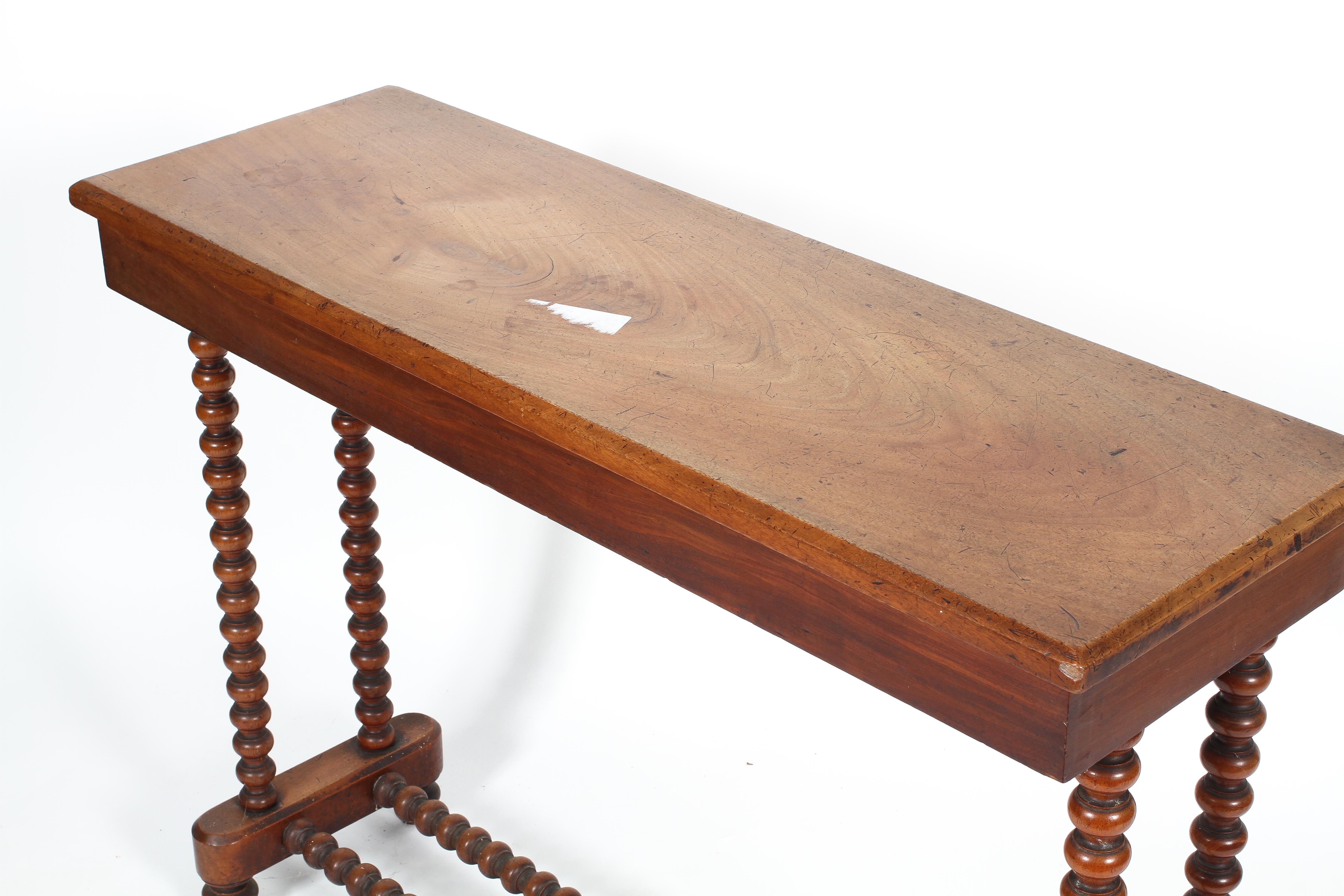 A Victorian walnut barley-twist rectangular side table, raised on twin end twist supports, - Image 2 of 2