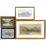HM Carter, Two Continental mountain and lake scenes, signed lower left, watercolours,