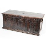 An oak coffer, 17th century,