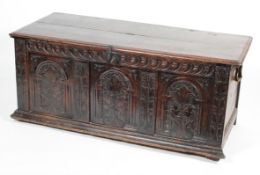 An oak coffer, 17th century,