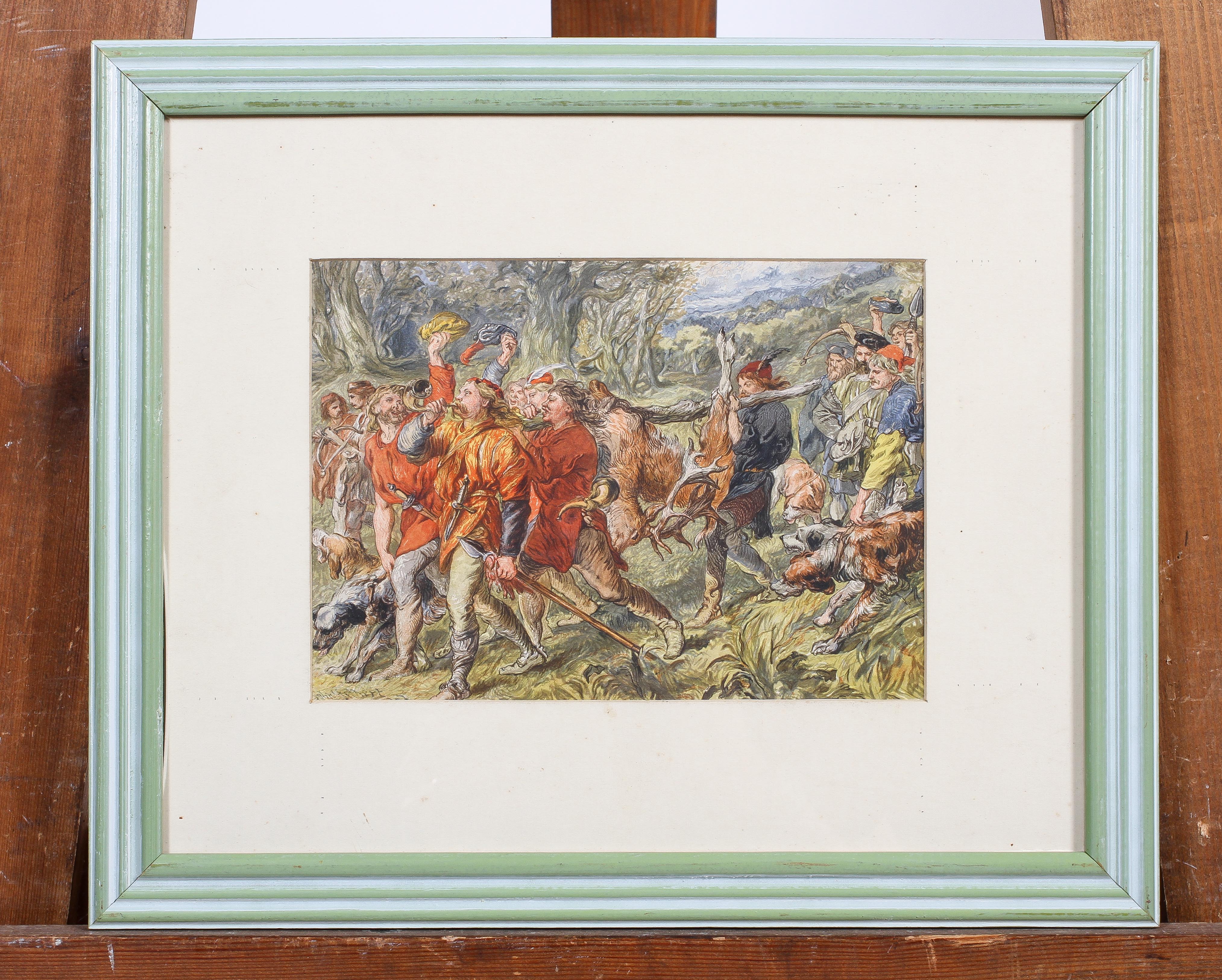 Sir John Gilbert, print of a processional boar hunt, framed and glazed, - Image 2 of 3