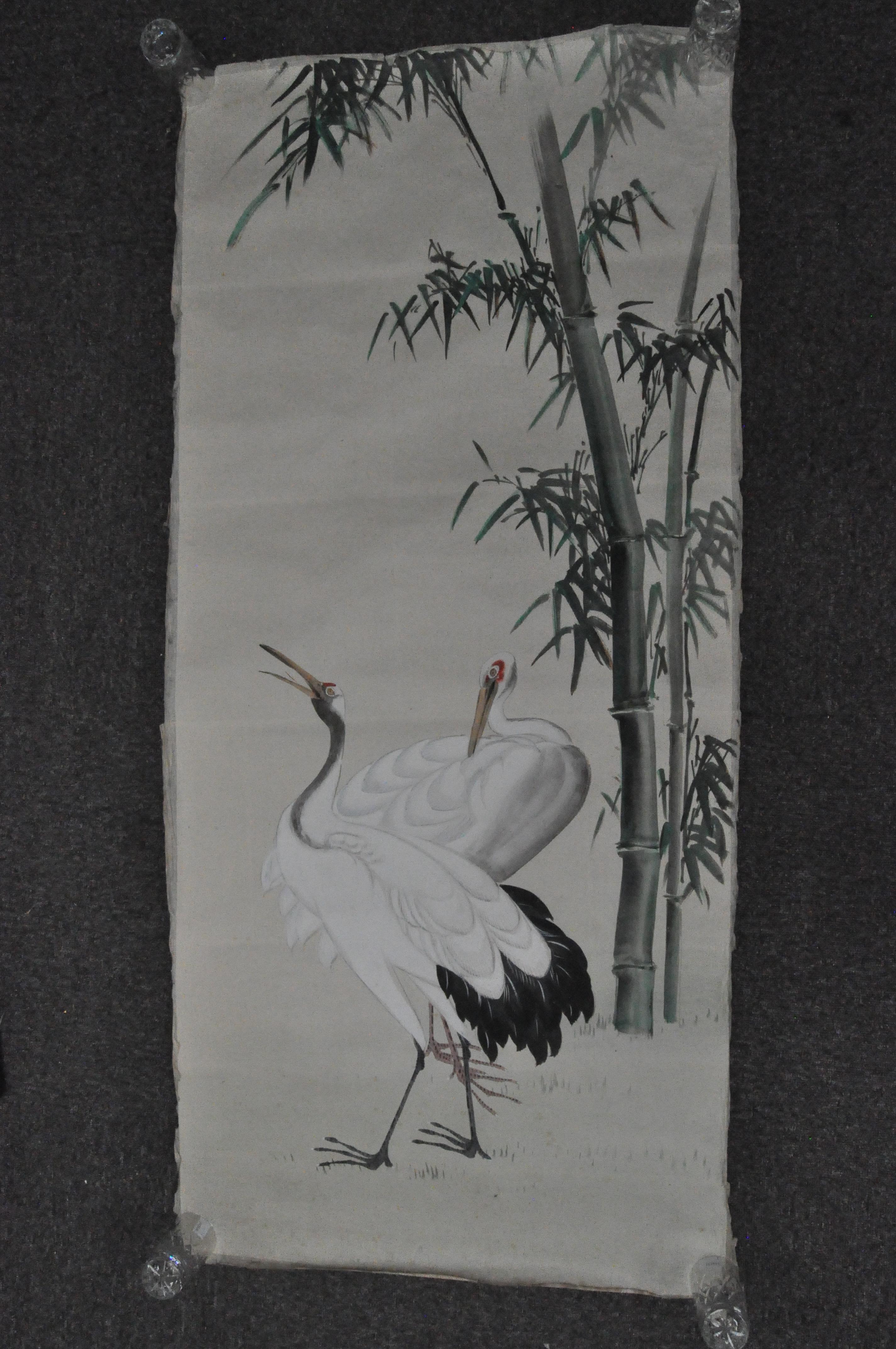 Three Japanese ink and watercolour pictures, late 19th century, - Image 3 of 3