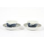 A pair Worcester tea bowls and Saucers, circa 1770-80,