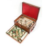 A Victorian mahogany collector's box containing seashells and stones,