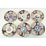 A collection of six Japanese Imari plates, in blue,