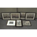 A selection of prints, including a set of four hunting scenes after Alken,