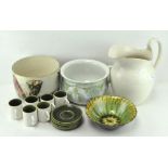 A selection of 20th Century ceramics, including a large white glazed jug,