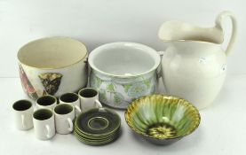 A selection of 20th Century ceramics, including a large white glazed jug,