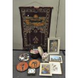 Assorted collectables, to include a sewing box with contents, framed pictures,