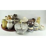 A large collection of assorted ceramics, including a Beswick bowl, stoneware,