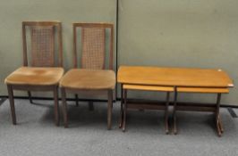 Two G-Plan chairs with bergere style backs, upholstered seats,