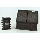 A carved walnut stationery box,