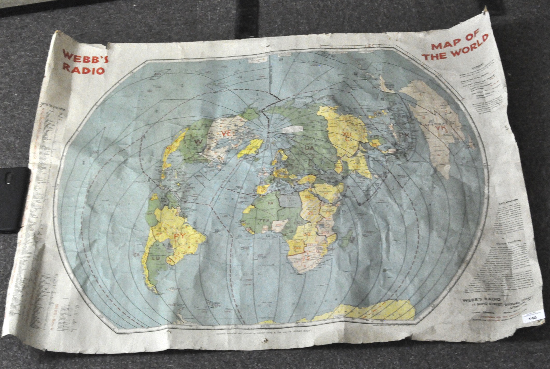 A vintage Webb's Radio map of the world,