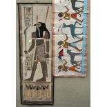 Two Egyptian cotton figural wall hangings,