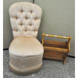 A cream upholstered bedroom chair, height 83cm,