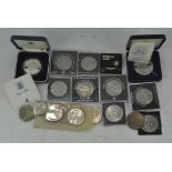 A selection of vintage British coinage, including numerous crowns, some £5,