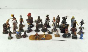 A collection of lead figures,