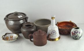 A group of ceramics to include Cloisonne enamel pot,