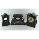 Three slate and marble inlaid part mantel clocks,