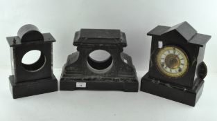 Three slate and marble inlaid part mantel clocks,