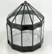A modern leaded clear and stained glass terrarium,