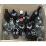 A quantity of vintage glass bottles,