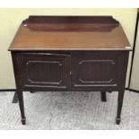 A Victorian mahogany side cabinet/washstand with twin cupboard doors,