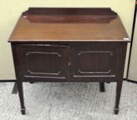 A Victorian mahogany side cabinet/washstand with twin cupboard doors,