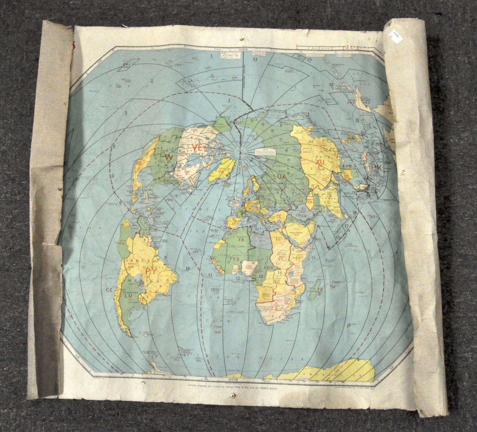 A vintage Webb's Radio map of the world, - Image 2 of 2