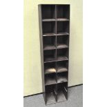 A late 19th/early 20th century set of mahogany pigeonhole storage shelves,