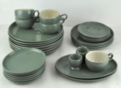 A Denby green part service, including cups,