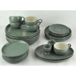 A Denby green part service, including cups,