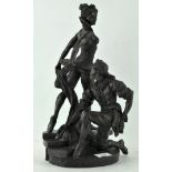 A bronzed figure depicting a ballerina with fellow dancer, signed to base R Cameron,